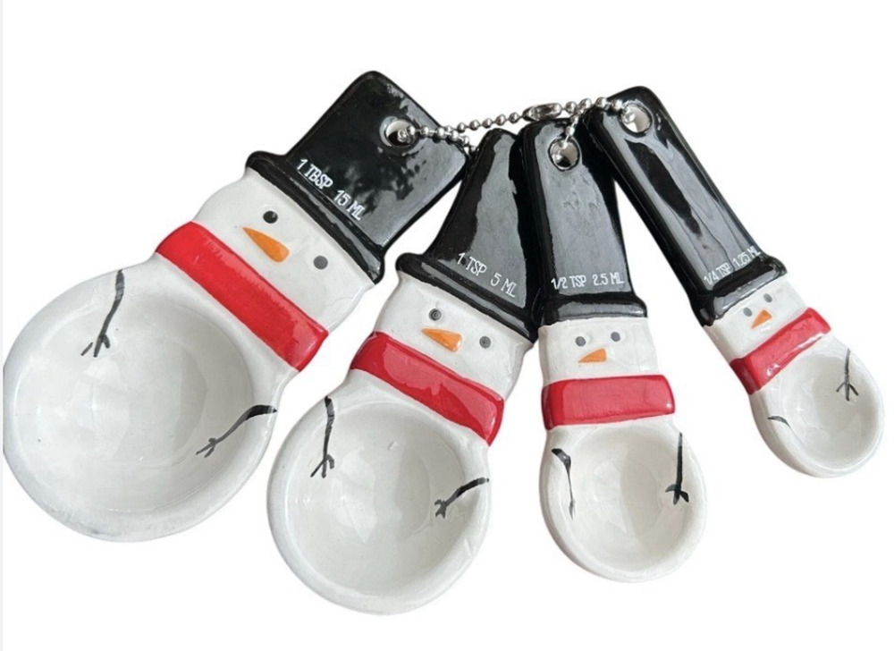 Christmas Snowman Novelty Ceramic Measuring Spoons Bullseye (set Of 4)